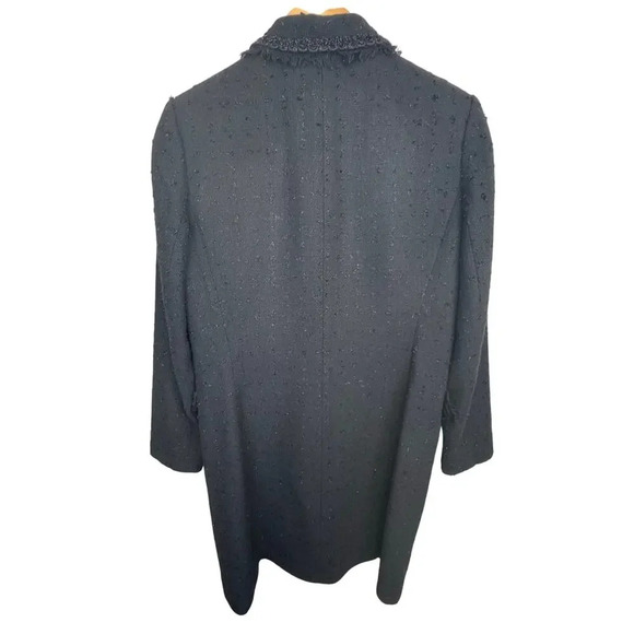 PERRY ELLIS Wool Blend Long Winter Dress Coat Black Tweed Silver Fleck Women's 8 - Picture 8 of 11